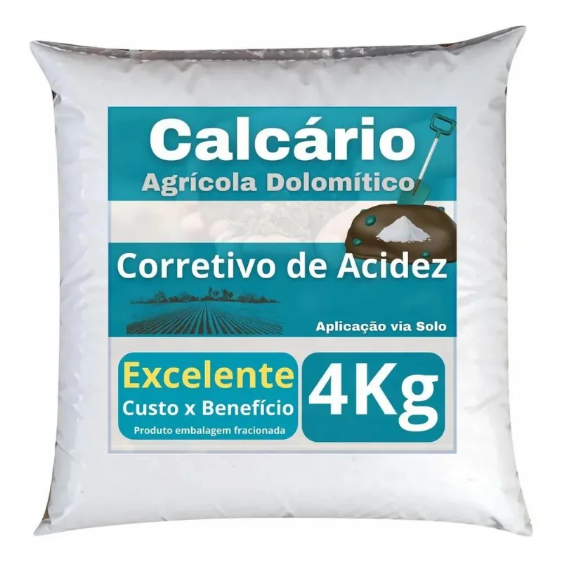 Calcário Dolomítico 4kg Corrige Acidez Solo Para Plantio