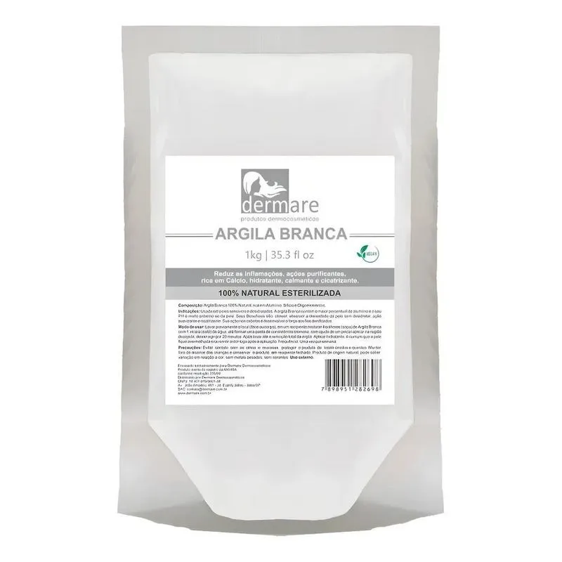 Dermare Argila Branca Máscara Facial Para Pele 1kg