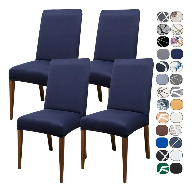 Kit 4 Capas Para Cadeira Spandex: Renove Já - Azul-marinho