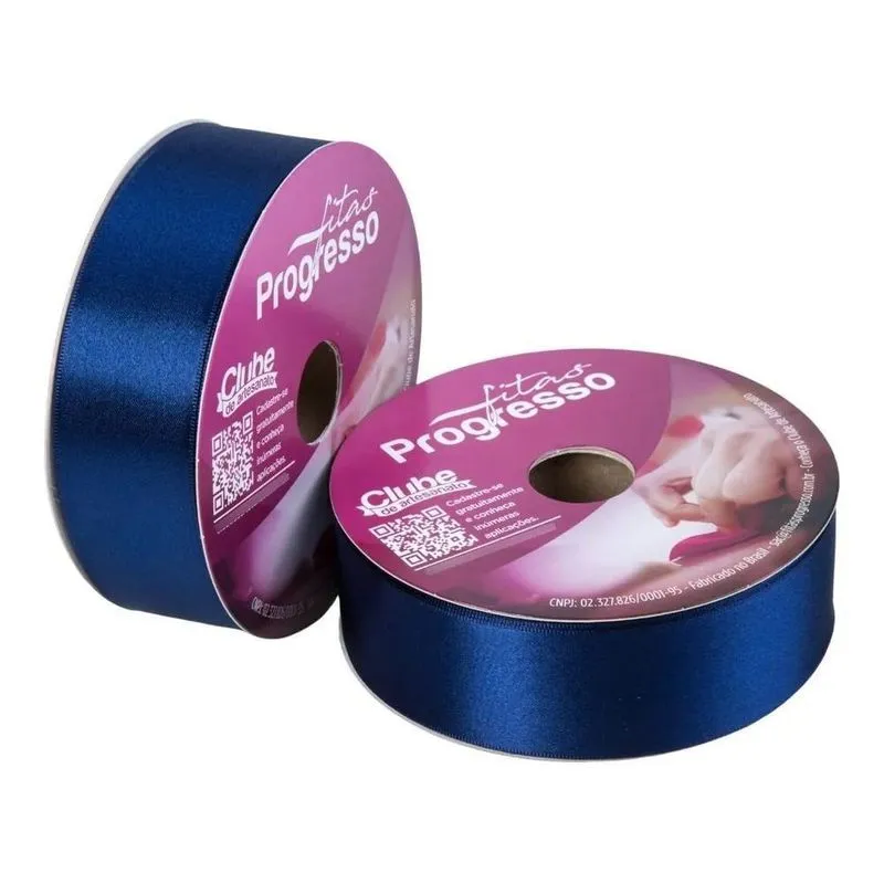 Fita De Cetim Progresso 38mm Rolo 50 Metr 215 Azul Marinho