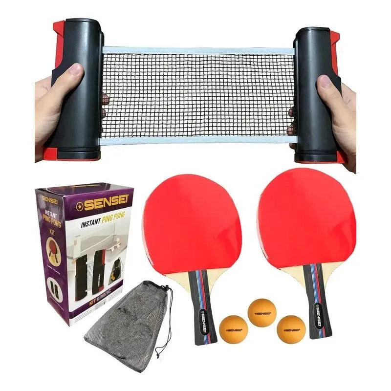 Sensei Kit Ping Pong 2 Raquetes Tênis De Mesa Profissional C