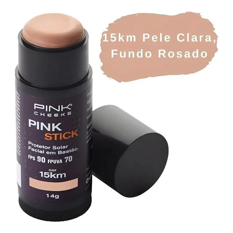 Protetor Solar Facial Pink Stick Pink Cheeks FPS 90 Cor 15km