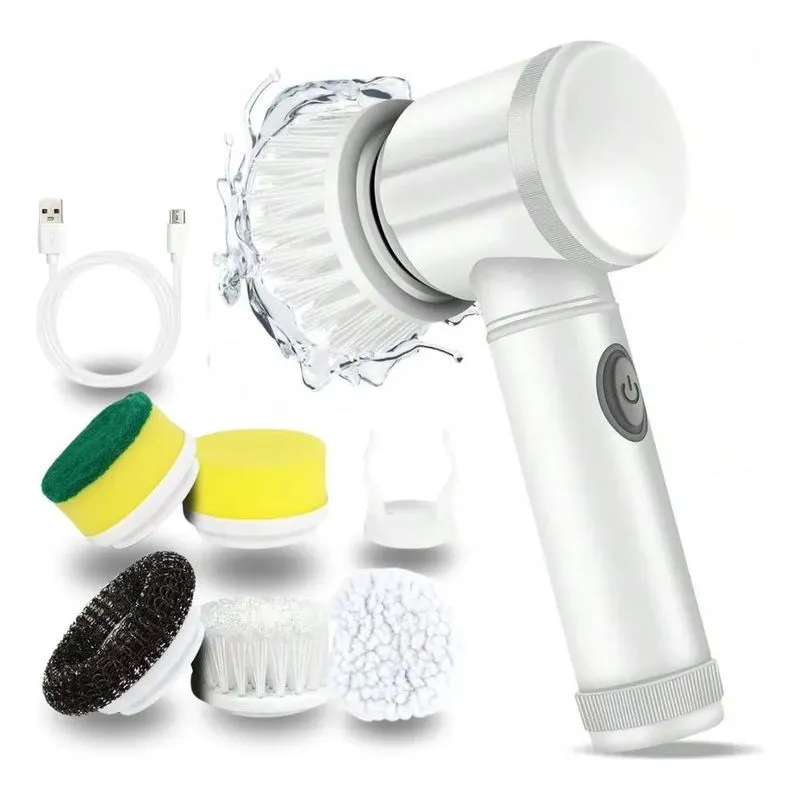 Escova Elétrica De Limpeza 5 Em 1 Lava Louça Usb Bivolt Nfe