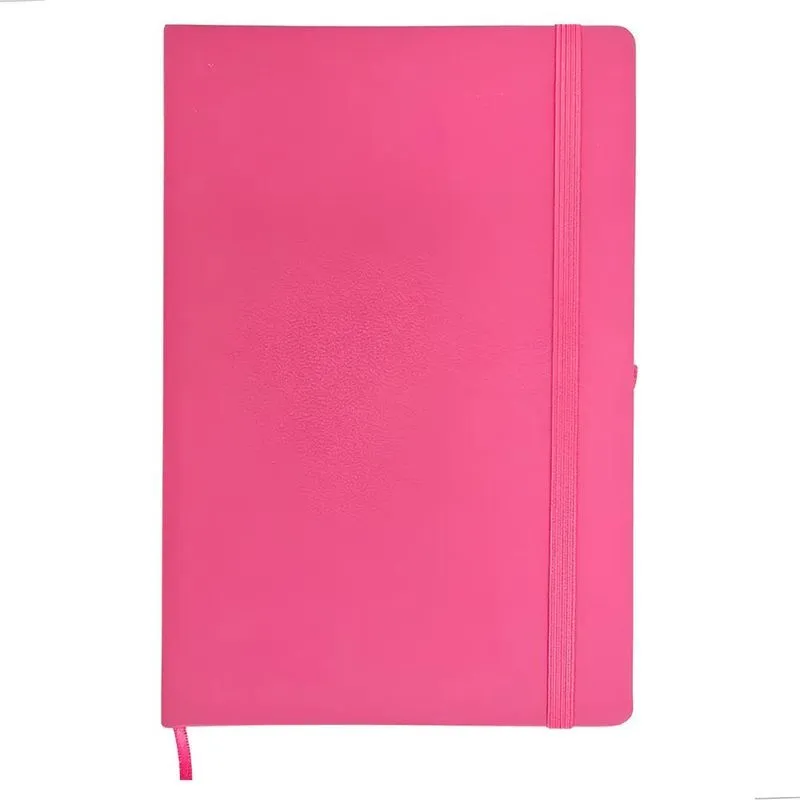 Caderneta Anotação A5 Executiva Tipo Moleskin Pink Sem Pauta