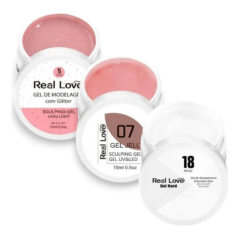 10x Kit Unha Gel Real Love Autonivelante Light 15gr 3 Unida