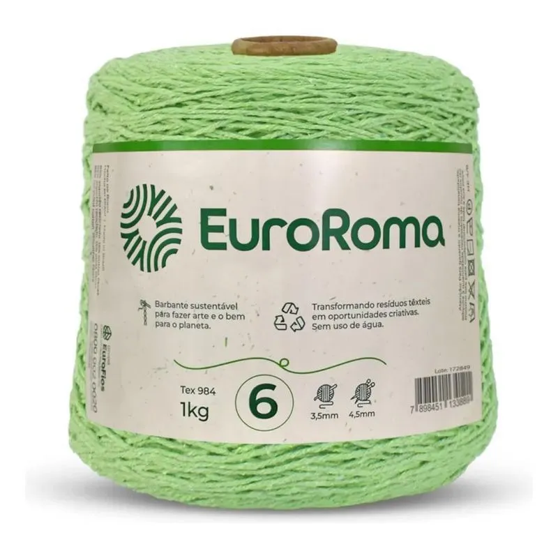Barbante Euroroma 1kg Fio 6: Cores Vibrantes P - Verde Limão