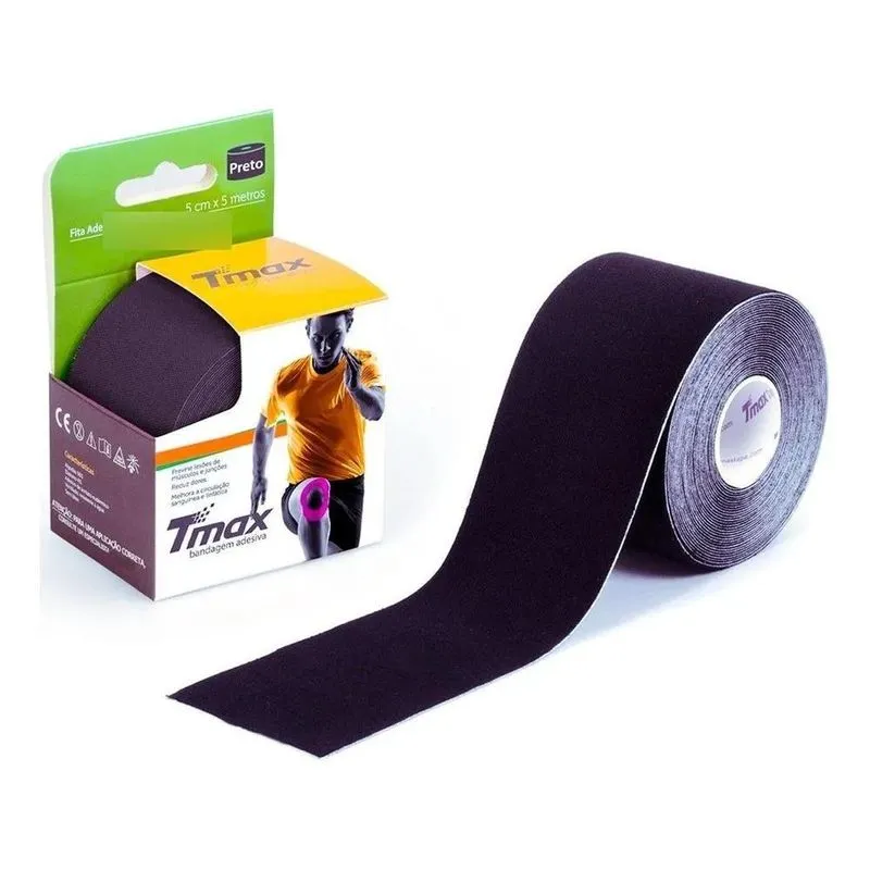 Kinesio Tape Tmax: Alívio Dor, Suporte Muscular &amp; Re - Preto