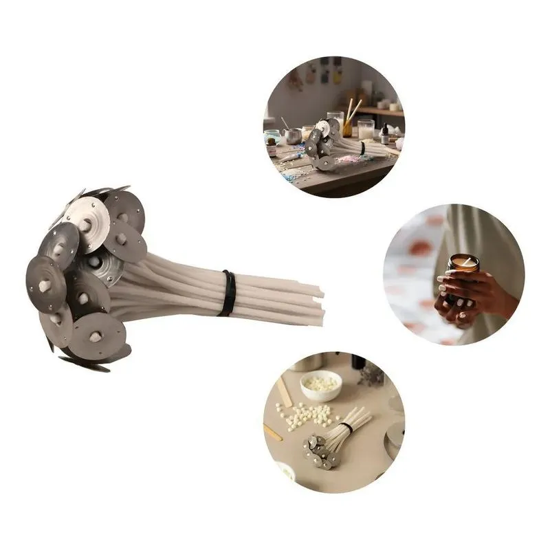 Kit 100 Pavio De Vela De Algodão Com Ilhós 10cm Grosso 3mm