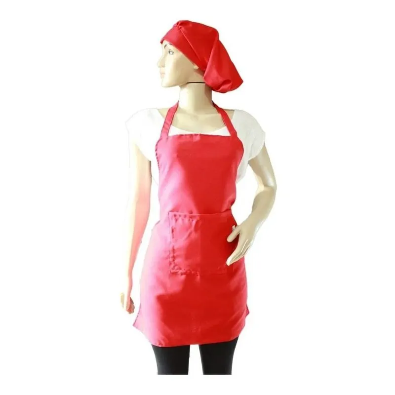 Kit Avental Oxford Profissional + Touca: Conforto - Vermelho