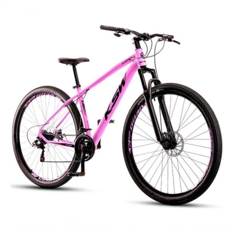 Bicicleta Aro 29 Ksw 24 Vel Alumínio Freio Disco Xlt100 Mtb Rosa 21