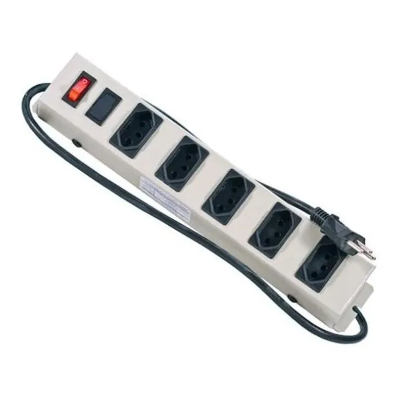 10x Filtro De Linha 5 Tomadas Espaçadas Metal Profissional