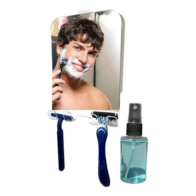 2x Espelho Com Ventosa 22cm - Barba De Baixo Do Chuveiro Box