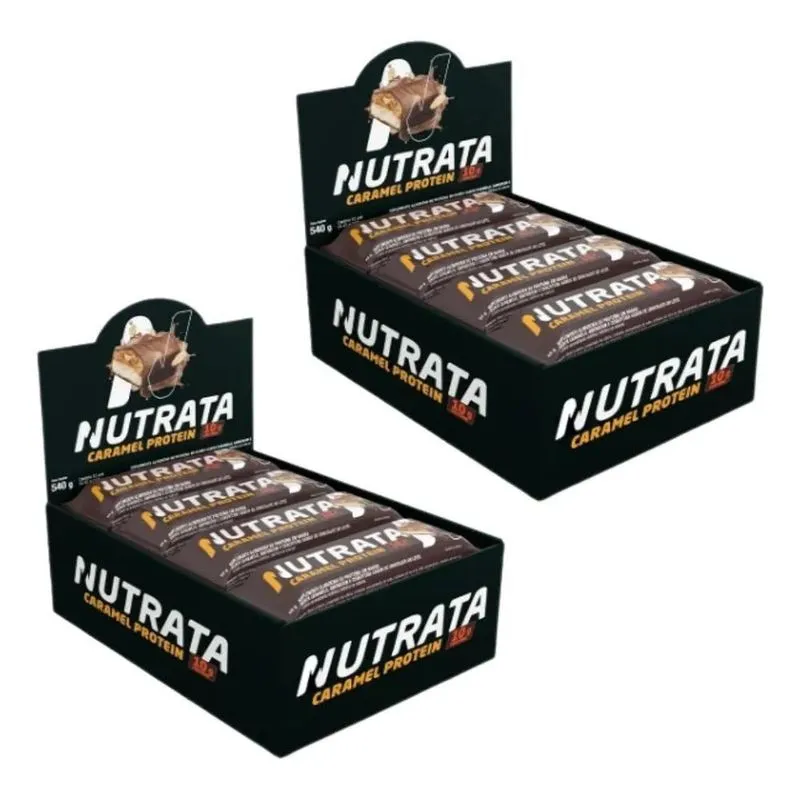2x 2 Caixa Barra De Proteína Nutrata Dark Caramel 45g - 12 U