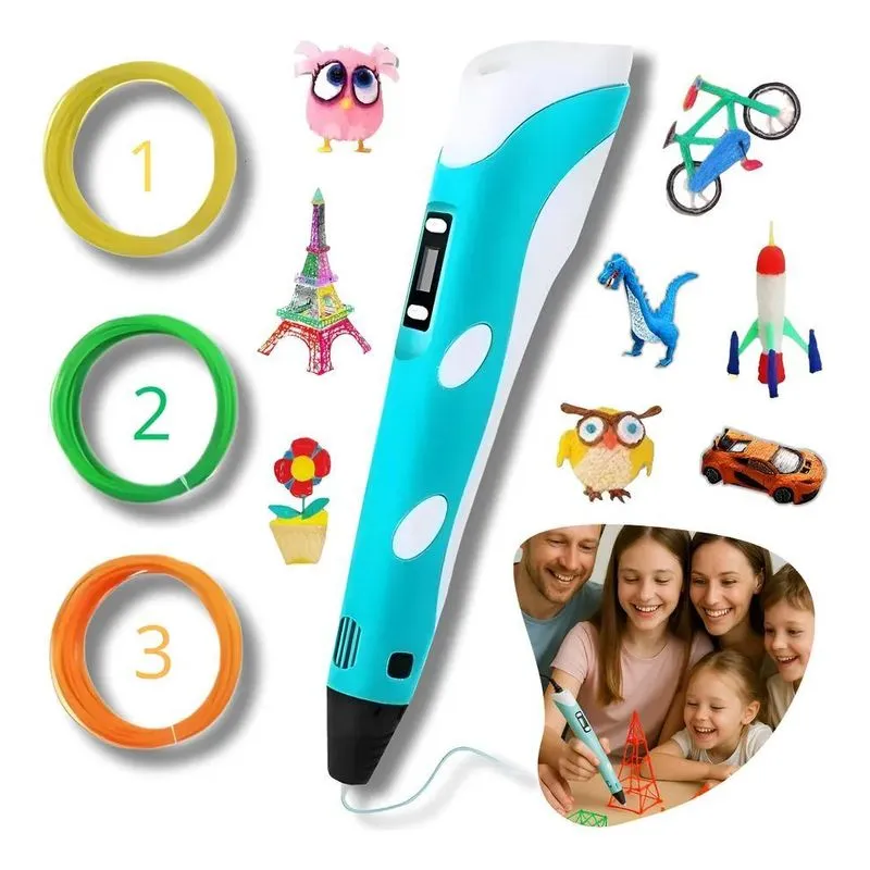 Canetas 3d Profissional 3dpen Impressora 3 Filamentos Crianca