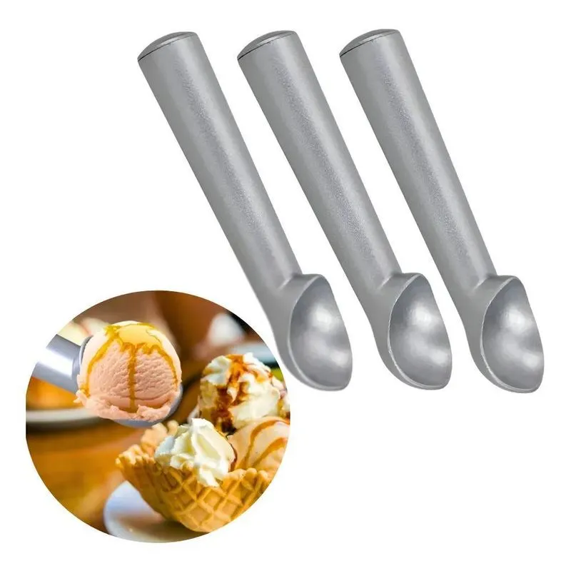 Kit 3 Colher Pegar Sorvete Bola Aluminio Polido Profissional