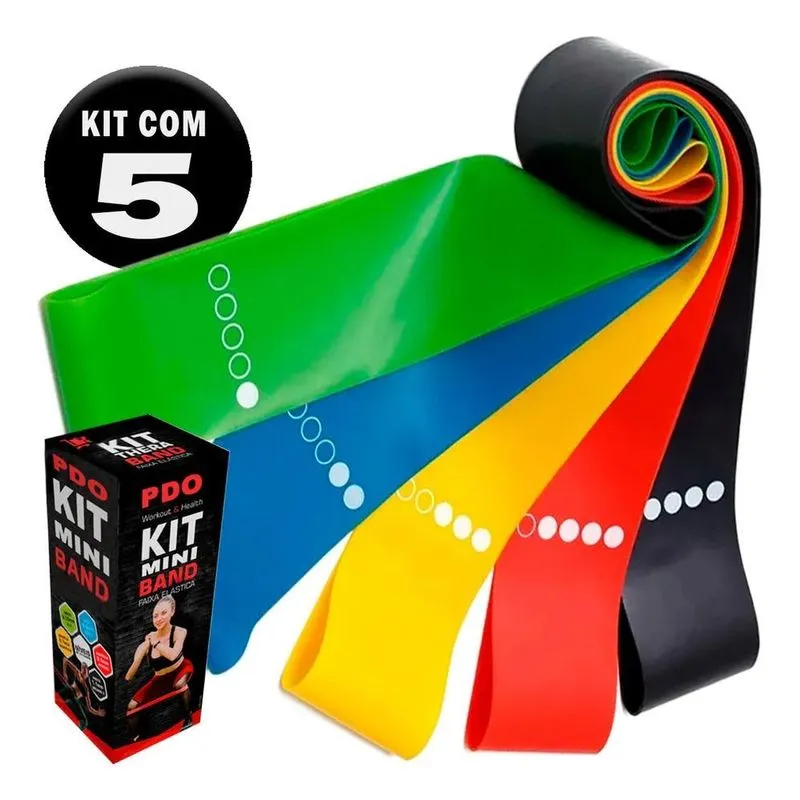 3x Kit 5 Faixa Elástica Super Mini Band Para Treino Exercíci
