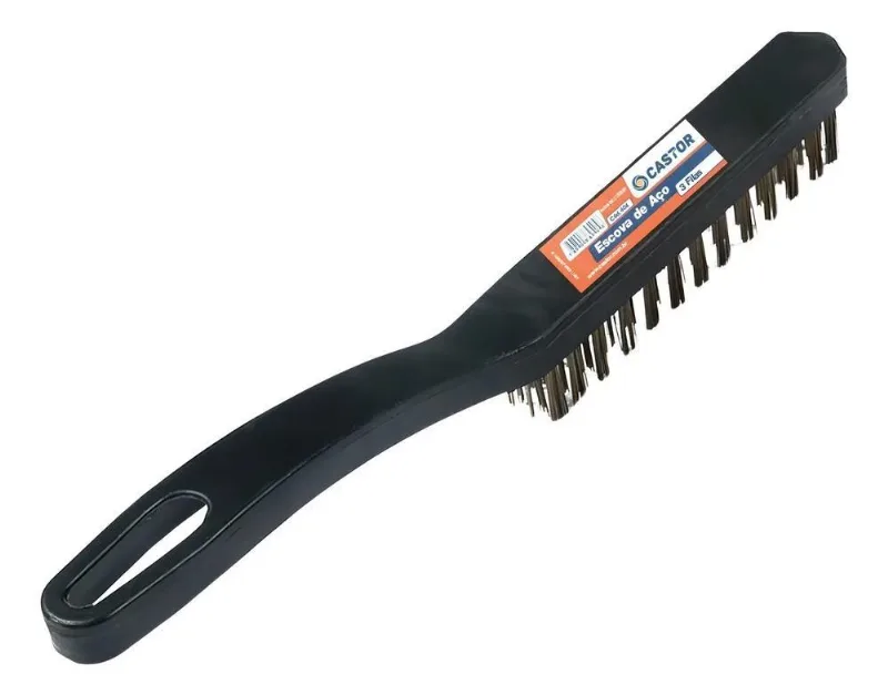 10x Escova De Aço 4 Fileiras Cabo Plástico - Castor
