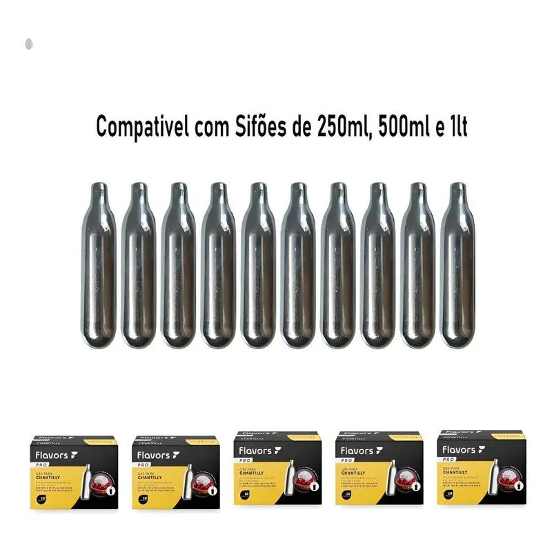 Gás Chantilly Moscow Mule Garrafa Sifão Kit 50 Capsulas N2o