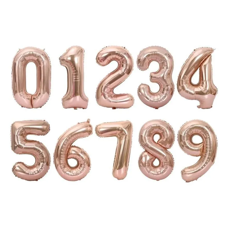 Balão Bexiga De Número Rose Gold Metalizado - 70 Cm 9