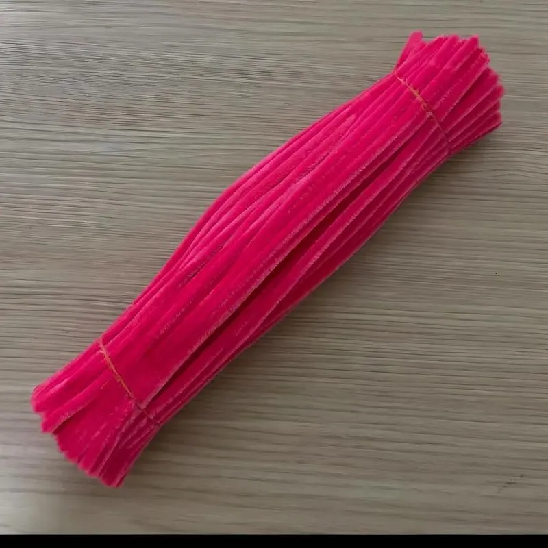 Haste Chenille Colorida 30cm Para Artesanato 100 Unid - Pink