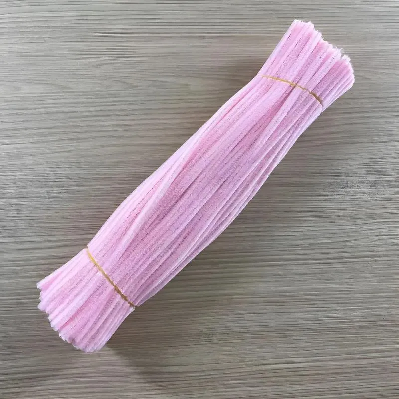 Haste Chenille Colorida 30cm Para Artesanato 100 Unid - Rosa