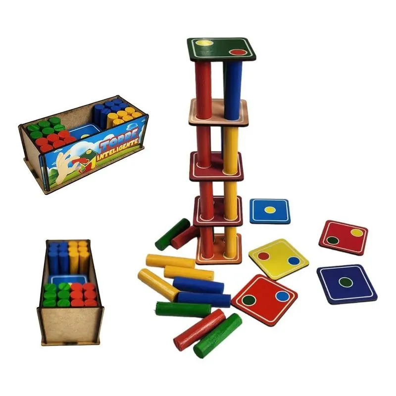 2x Brinquedo Puzzle Torre Inteligente Educativo Bloco Montar
