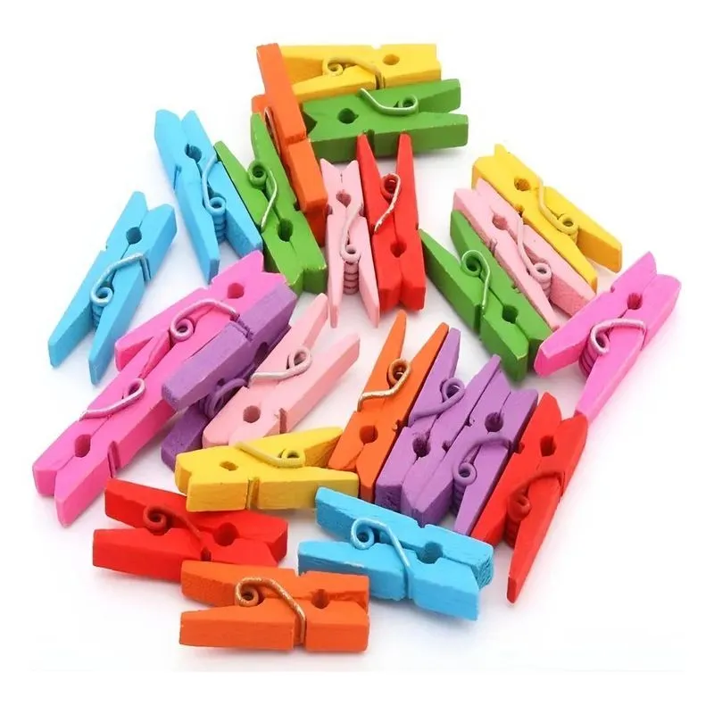 50 Mini Prendedor Pregador 2.5cm De Madeira Cores Variadas