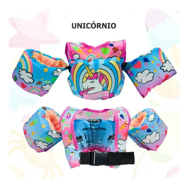 Colete Salva-Vidas Infantil Seg. Natação Espuma - Unicórnio