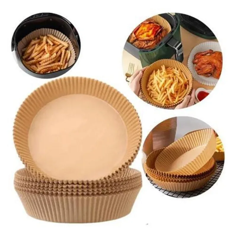 5x Papel Forro Air Fryer Antiaderente Descartável Com 50 Uni