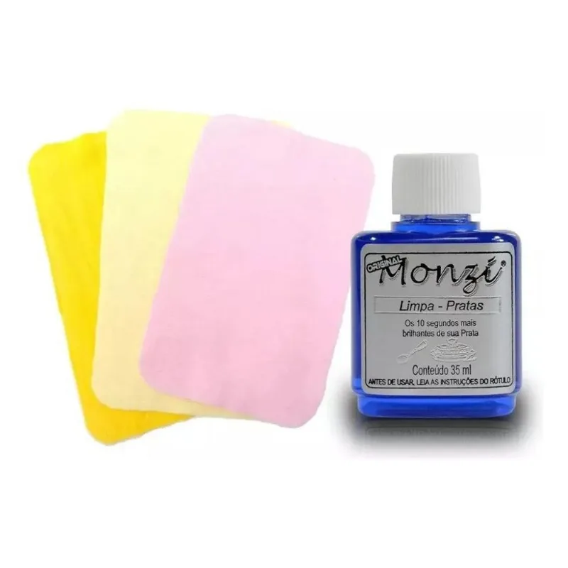 5x 1 Limpa Prata Monzi 35 Ml + 1 Flanela Magica