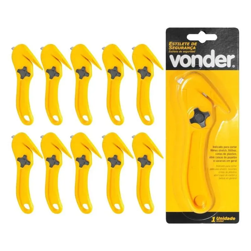 Kit 10 Estilete De Segurança Lâmina 9mm Bico De Pato Vonder