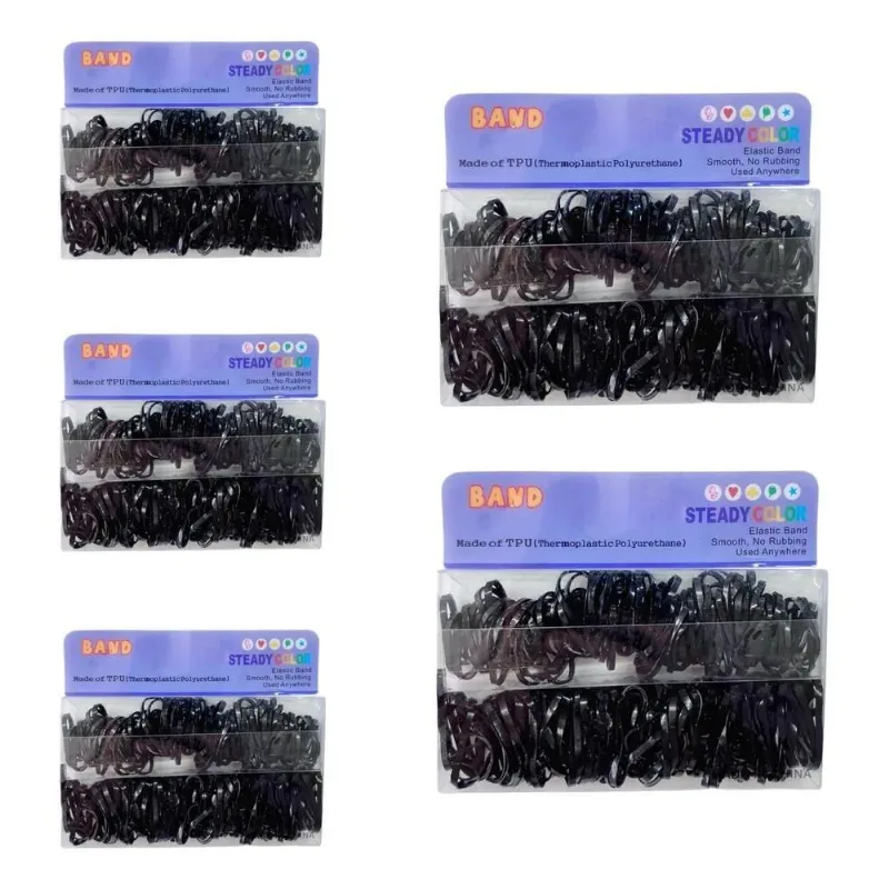 Elástico De Silicone Para Cabelo 5 Pacotes = 1000 P Preto