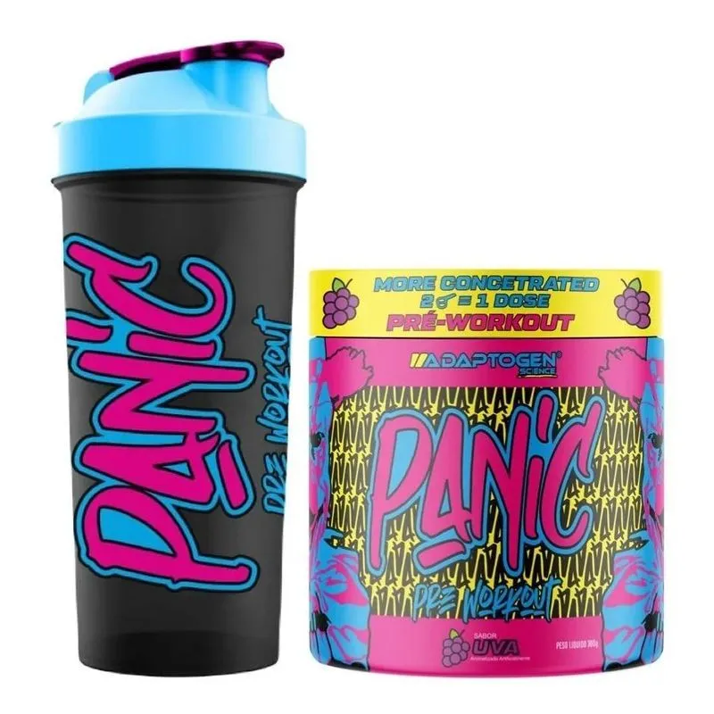 3x Pré Treino Panic 300g Adaptogen Science Coqueteleira Pani