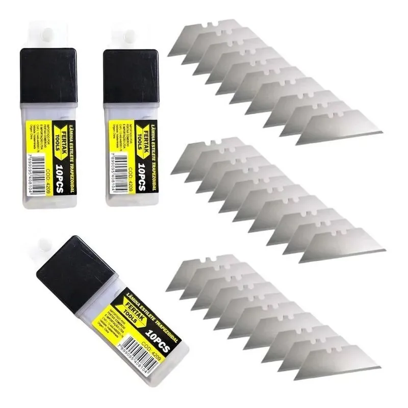 Kit Com 30 Lâminas Estilete Trapezoidal Profissional Refil