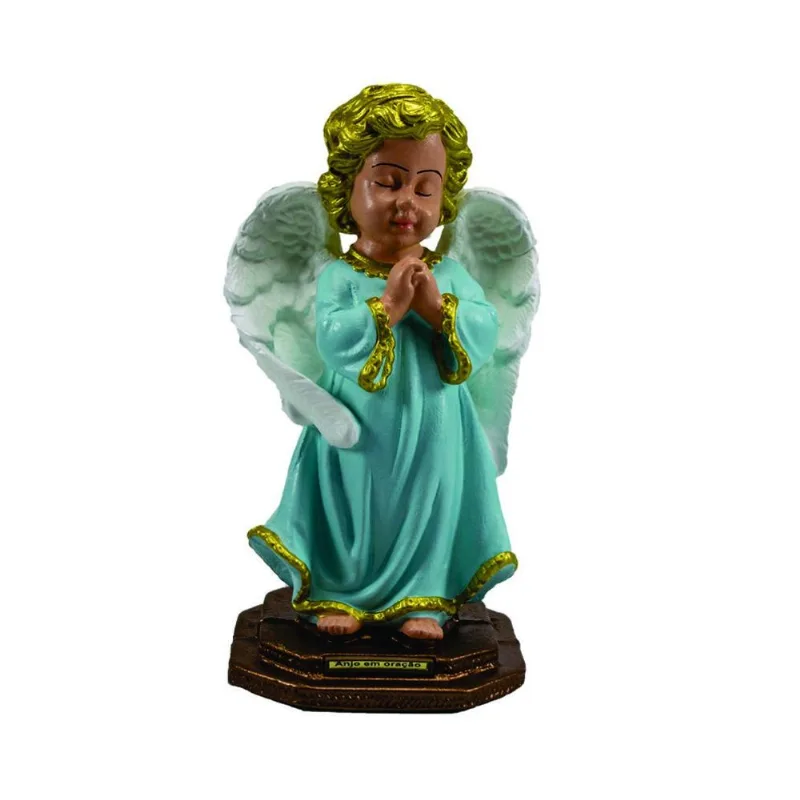 Anjo Da Guarda Em Oração Azul Em Borracha 21cm