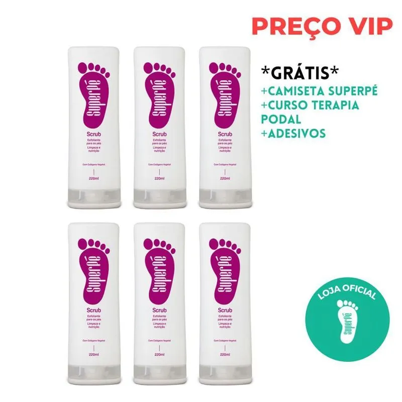 Kit 6 Creme Esfoliante Scrub Colágeno Vegetal Super Pé 220ml
