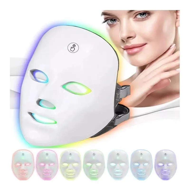 Máscara Facial Led Tratamento Estético Fototerapia - 7 Cores