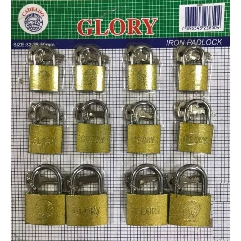 Cartela Cadeados Grande Cadeado Importado Glory 32/38/50