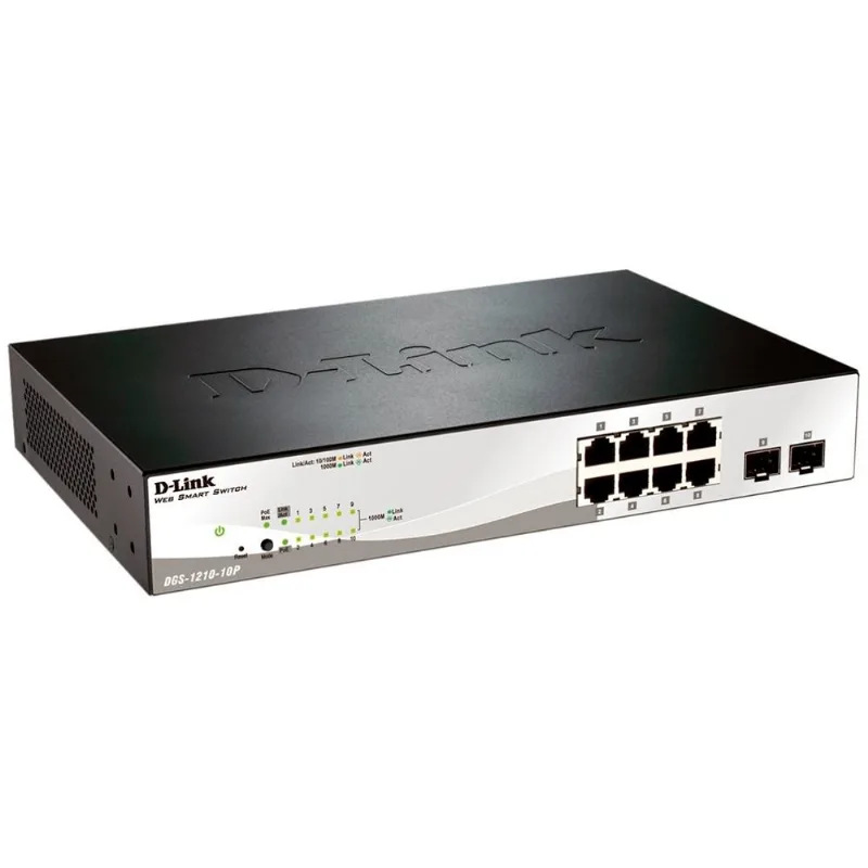 Switch D-link 8 Portas 10/100/1000, 2 Portas SFP - DGS-1210-10P