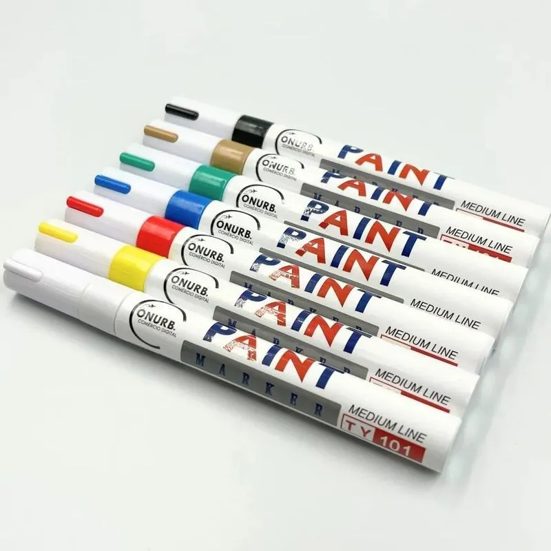 3x Caneta Tinta Permanente A Prova Dágua Pinta Metal, Plásti