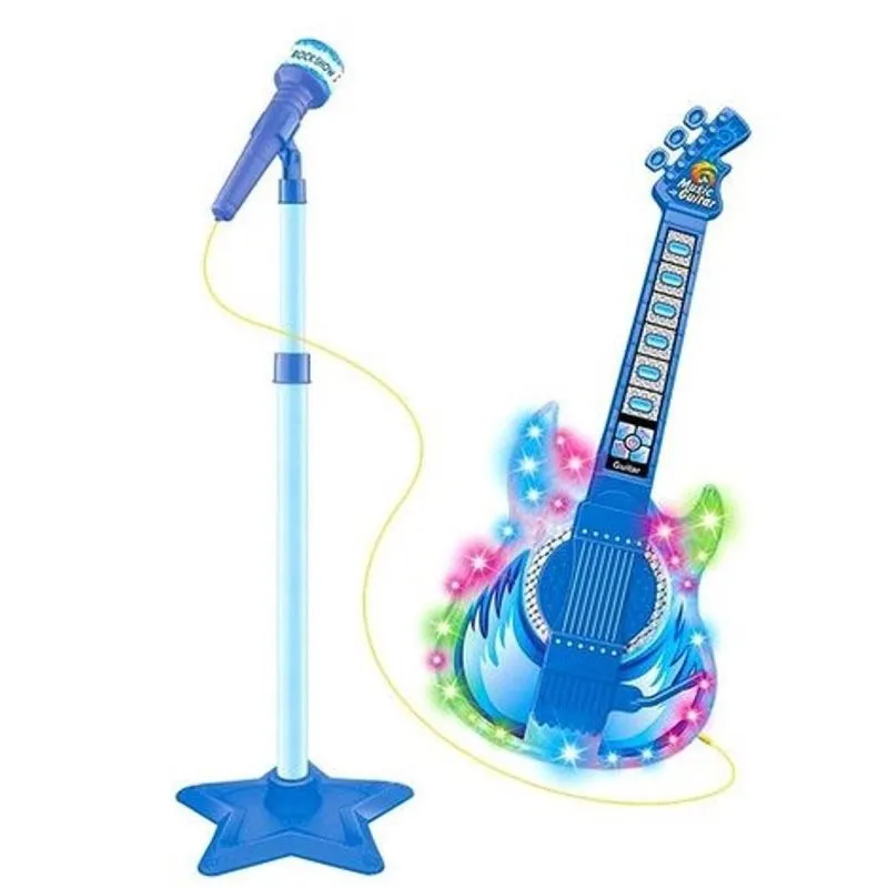 Kit Microfone Guitarra Infantil Rock Star Amplificador