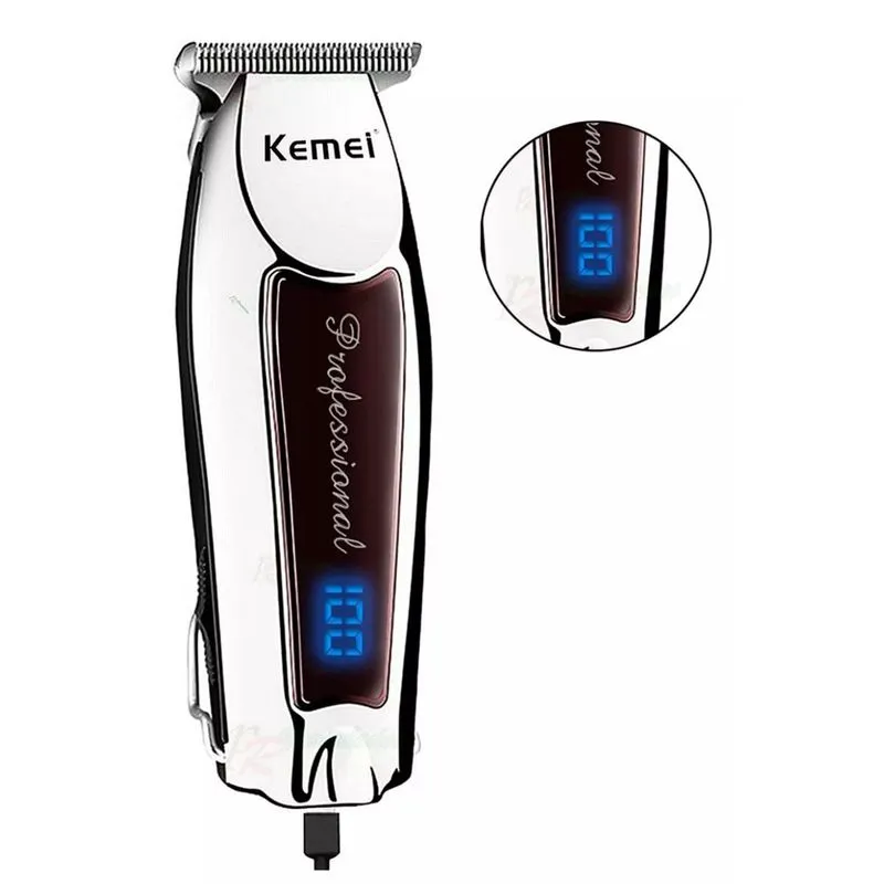 Maquina Acabamento Barba Km-9164 Profissional Kemei Aço Inox