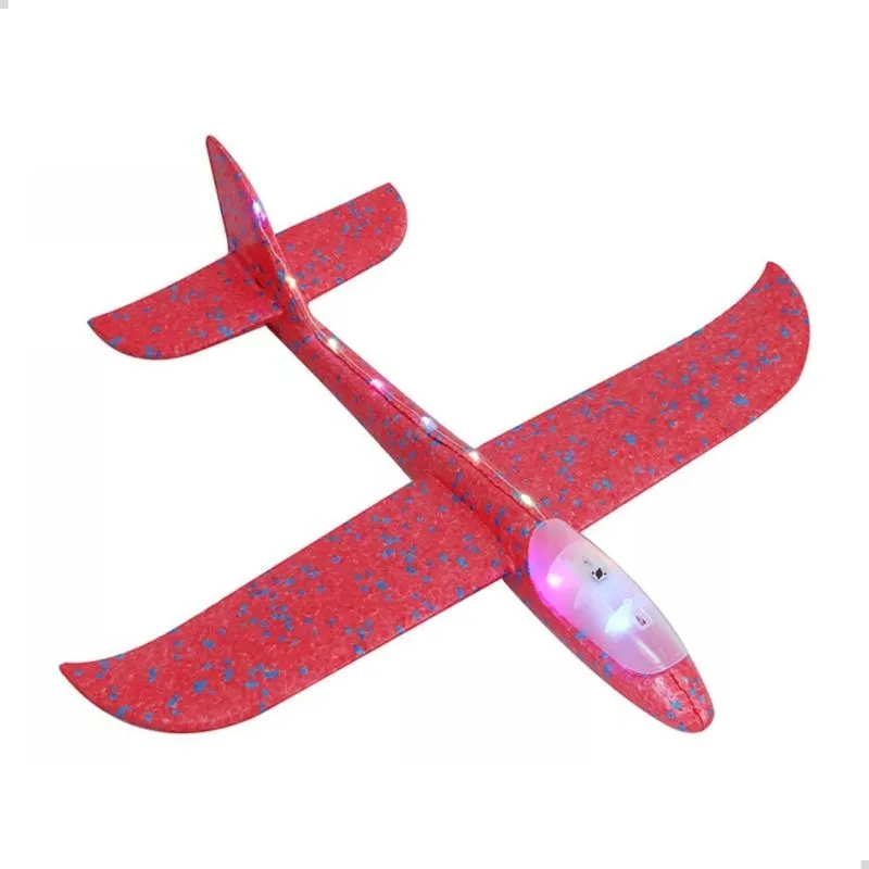 Avião Isopor Planador Voador C/led Diversão Noturna Vermelho