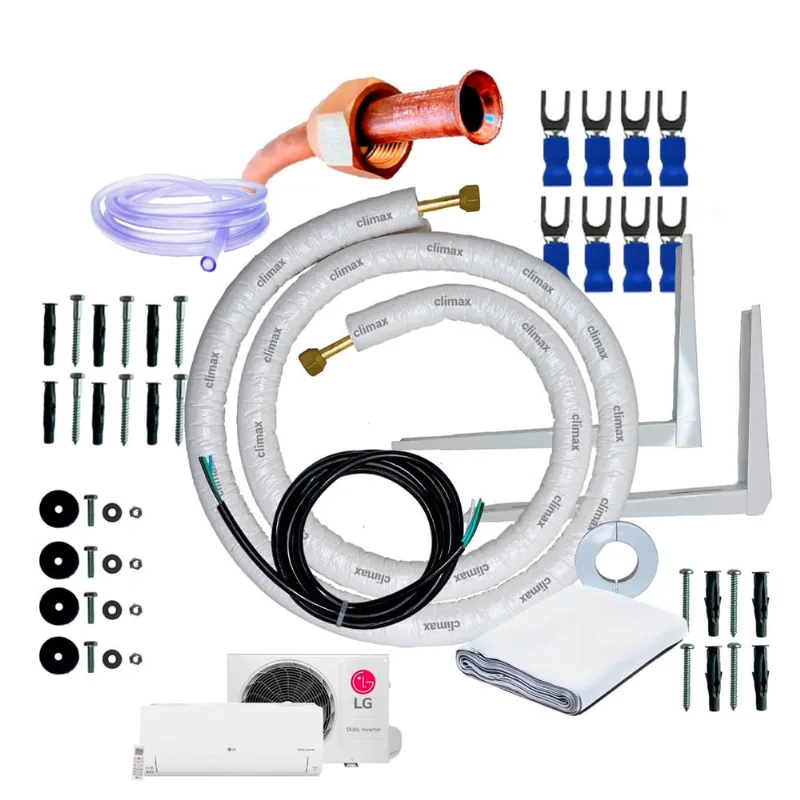 Kit Instalação Completo Para Ar Condicionado Split hw LG Dual Inverter Voice 12000 BTUs 3m Com Suporte Condensadora