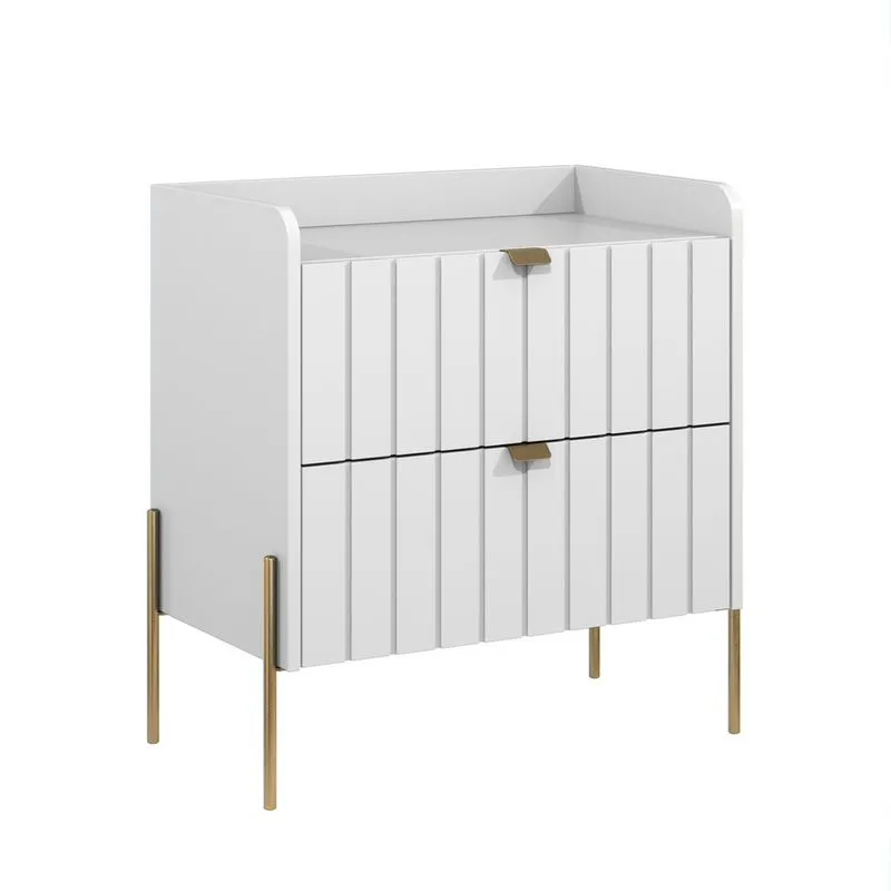 Mesa de cabeceira com gaveta branca moderna moriah 60cm estilo industrial pés dourado
