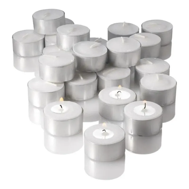 Kit 50 Velas Rechaud 14gr Brancas Botânica Em Alumínio 4hrs