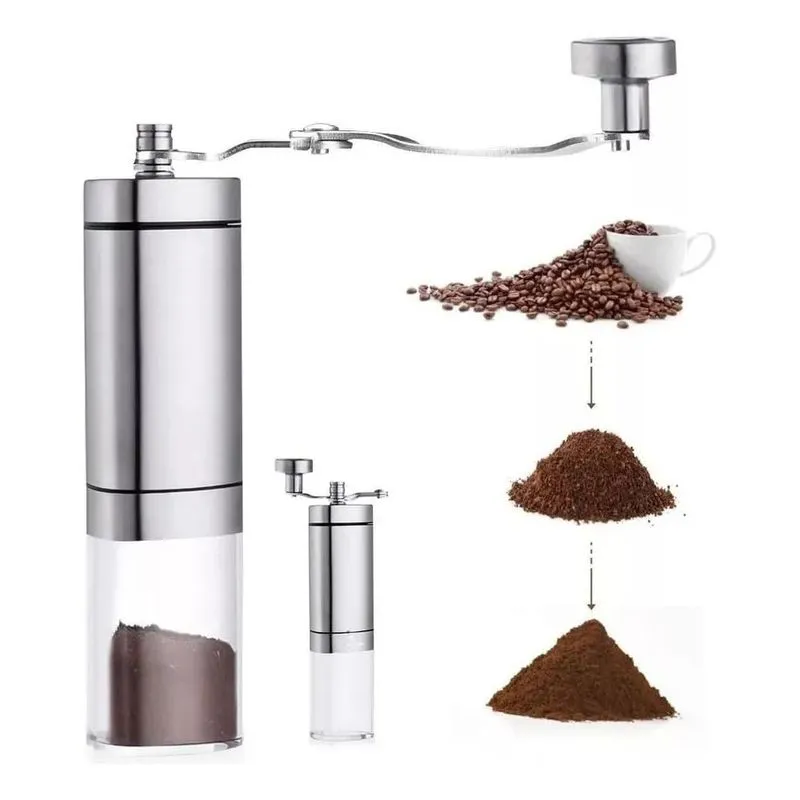3x Moedor De Café Manual Inox Com Manivela Giratória Moer Gr
