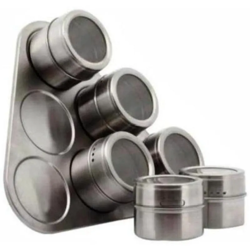 Porta Condimentos Magnético 7 Peças Em Inox
