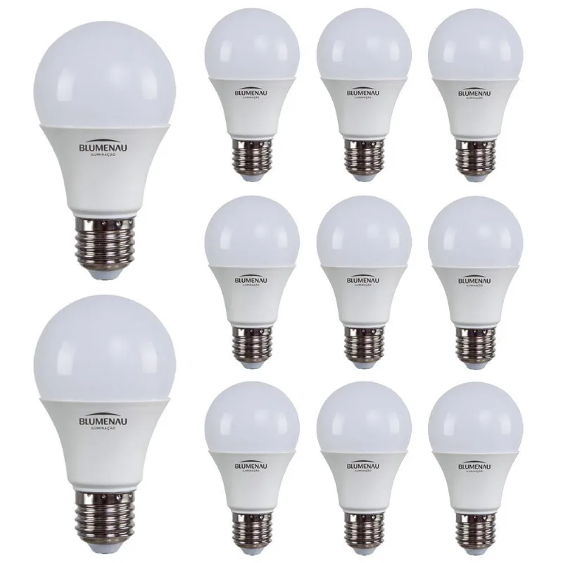 Kit 10 Lâmpadas Led Bulbo A60 12W E27 Bivolt 3000K Quente