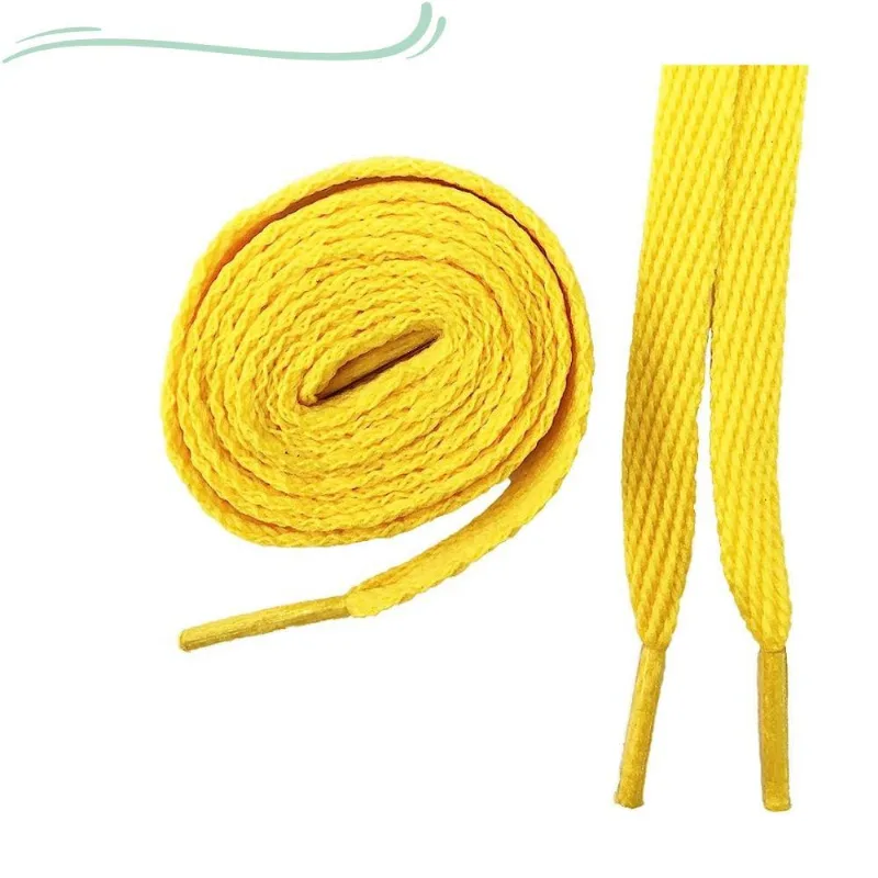 Par De Cadarço Amarelo Poliéster Achatado Tênis 120cm
